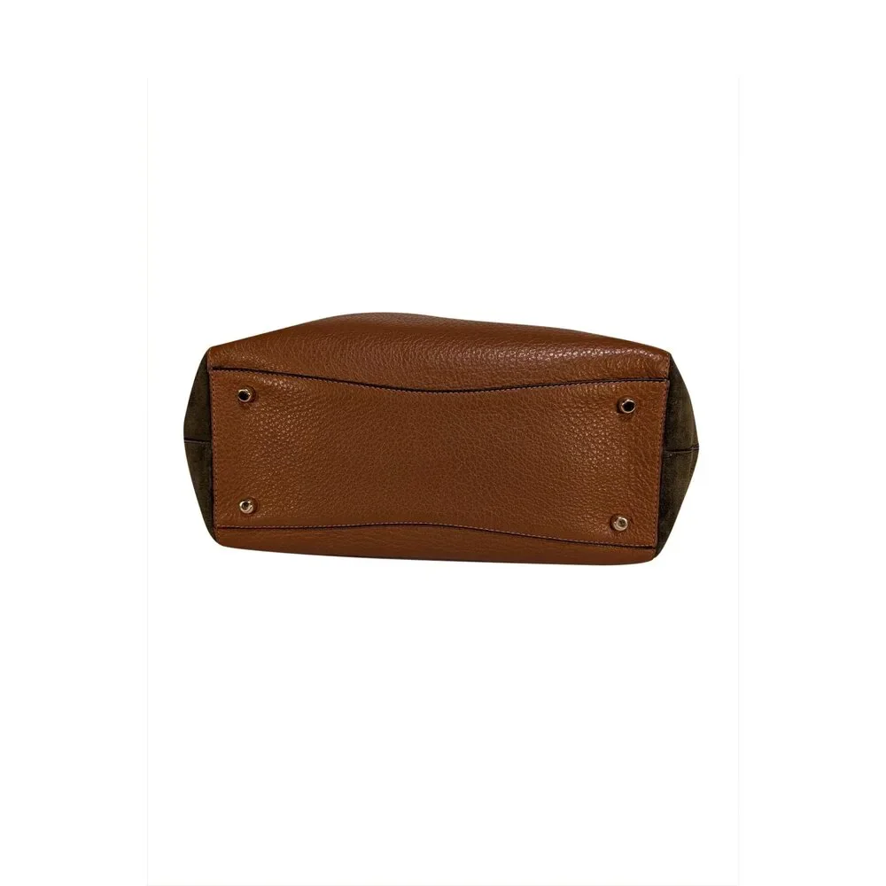 Coach - Tan Leather & Green Suede Handbag